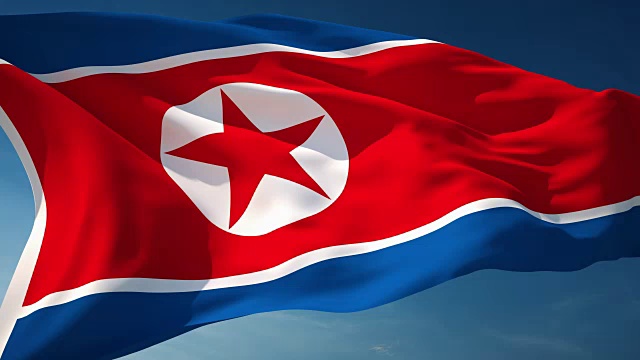 4K朝鲜国旗-可循环视频素材