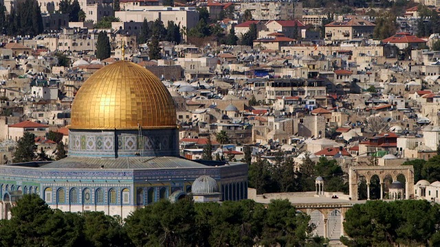WS PAN城市与岩石圆顶/耶路撒冷，东耶路撒冷，以色列视频素材