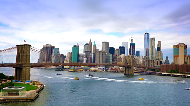 布鲁克林大桥，空中天线，纽约曼哈顿视频素材