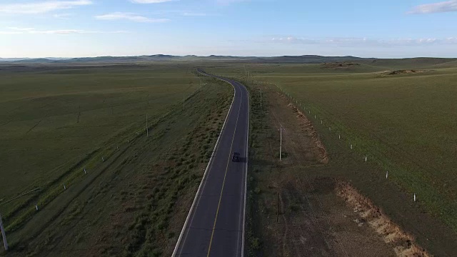 中国内蒙古公路鸟瞰图视频素材