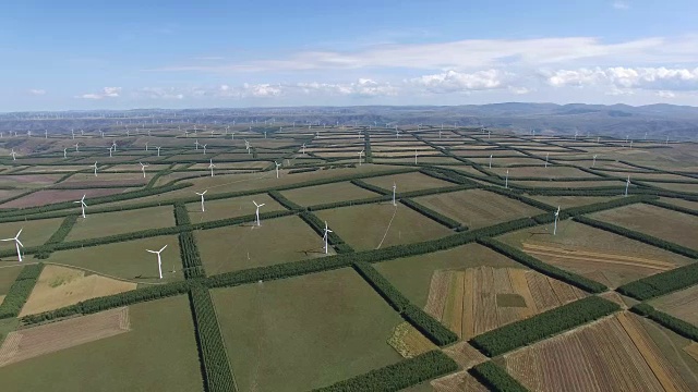 中国的玉米地和风力发电厂视频下载
