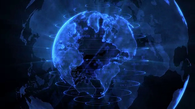 全球科技概念动画，蓝色背景视频素材