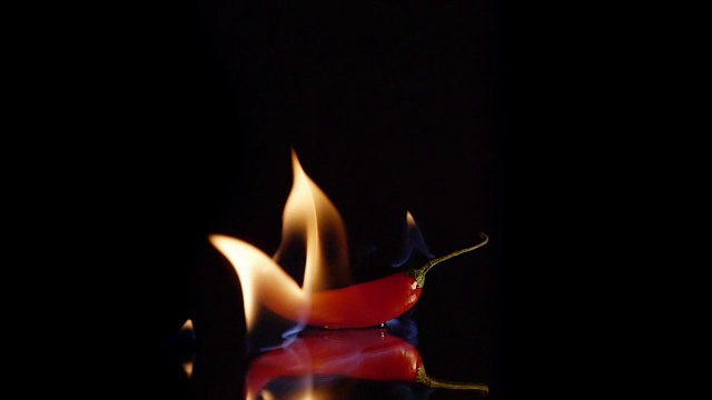 燃烧的辣椒在火视频素材
