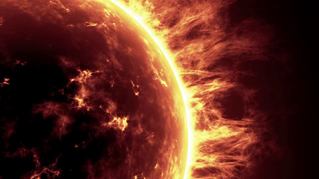 太阳表面有太阳耀斑。抽象的科学背景。视频素材