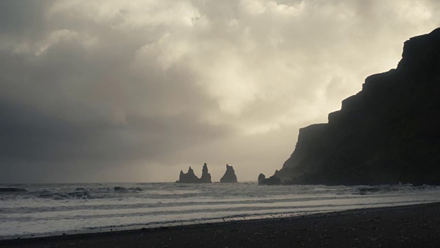 冰岛南部的Reynisfjara黑沙滩视频素材