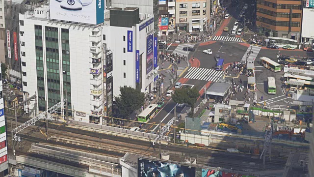 时间流逝鸟瞰图涉谷十字在东京，日本视频素材