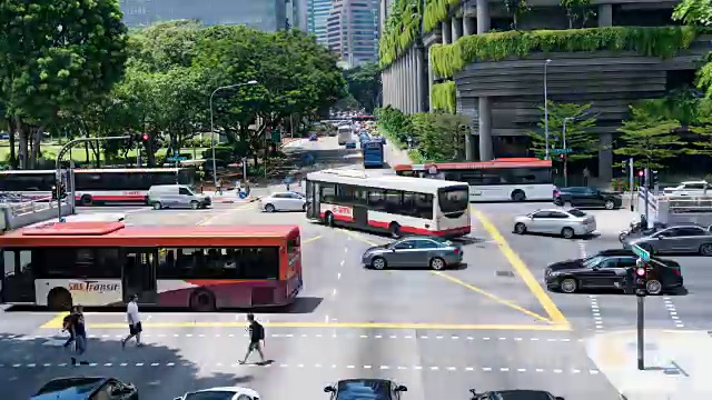 4K延时:新加坡市中心交通繁忙视频素材