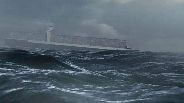在风暴海洋中的货船视频下载