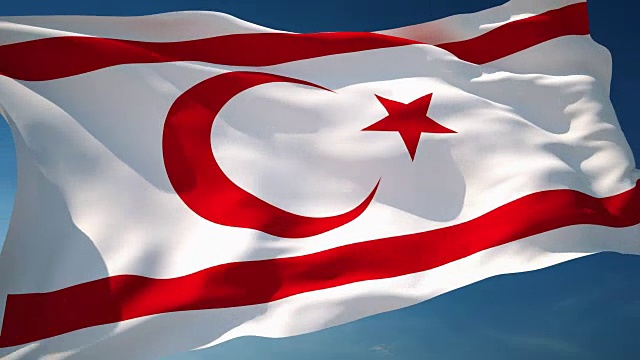 4K北塞浦路斯土耳其共和国国旗-可循环视频素材