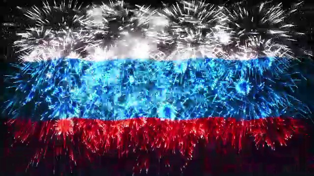烟火展示俄罗斯国旗视频下载