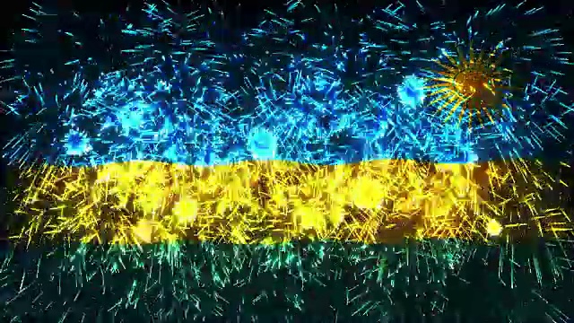 烟花展示卢旺达国旗视频下载