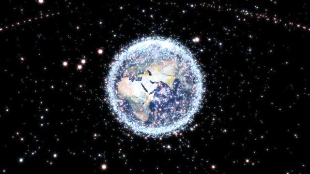 “太空垃圾和卫星，动画”视频素材