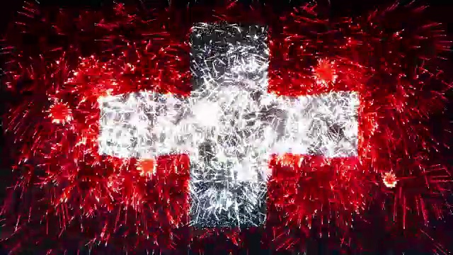 烟花展示瑞士国旗视频下载