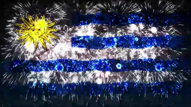 烟花展示乌拉圭国旗视频下载