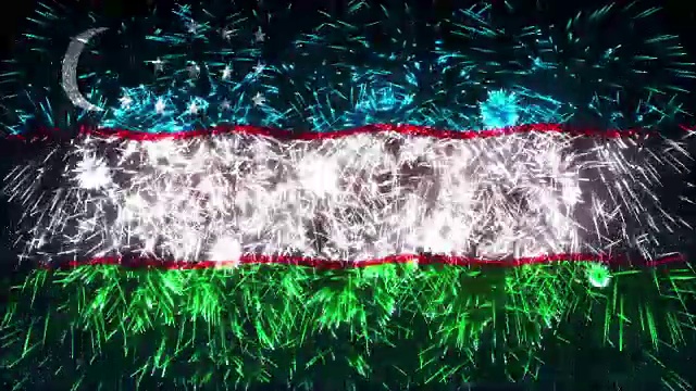 乌兹别克斯坦国旗烟花展示视频下载