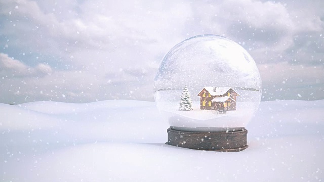 圣诞雪球与雪背景- 4K |可循环视频下载