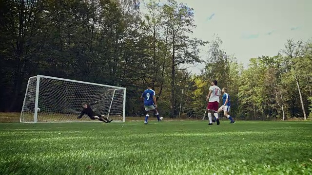 足球比赛时刻与守门员视频素材