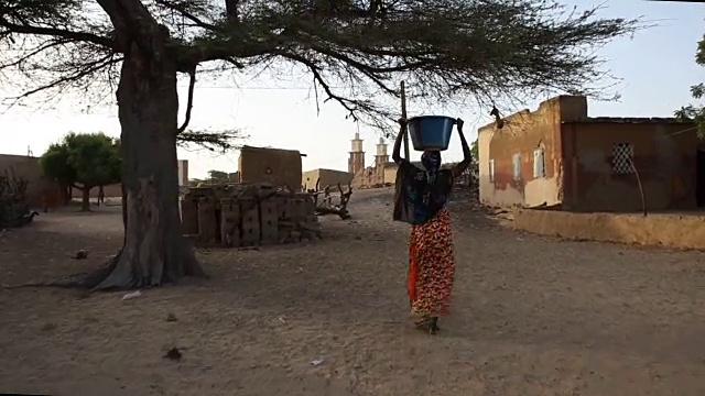 塞内加尔，Podor, Djatar村，从井中视频素材