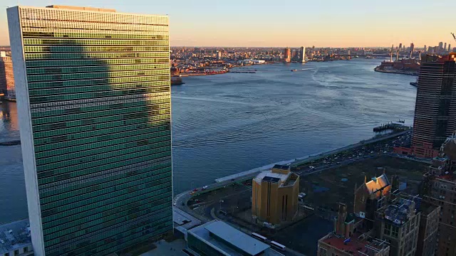 联合国大楼+东河+纽约视频下载