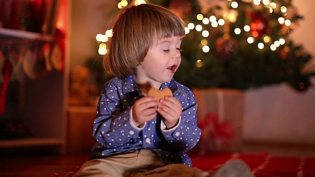 吃圣诞老人的饼干视频素材