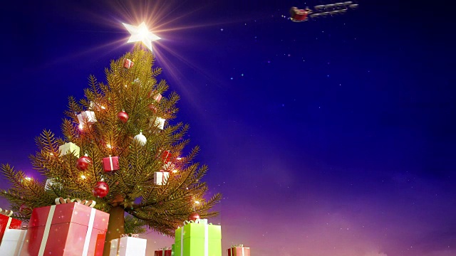 圣诞树发光，圣诞老人视频下载