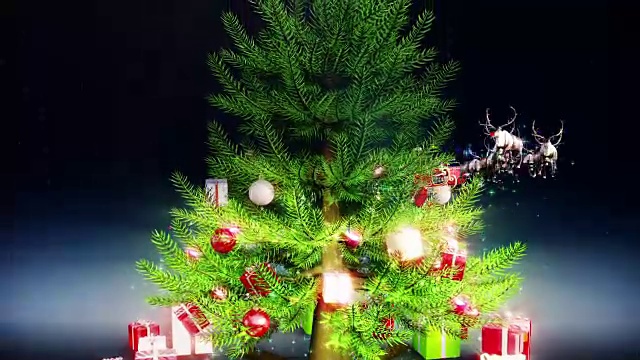 圣诞老人圣诞树发光视频下载