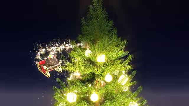 圣诞老人圣诞树发光视频下载