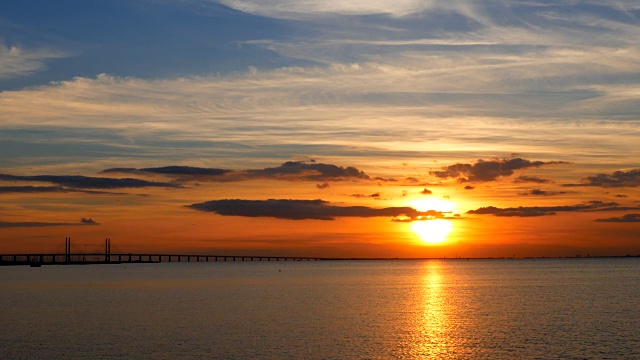波罗的海厄勒海峡的日落视频下载