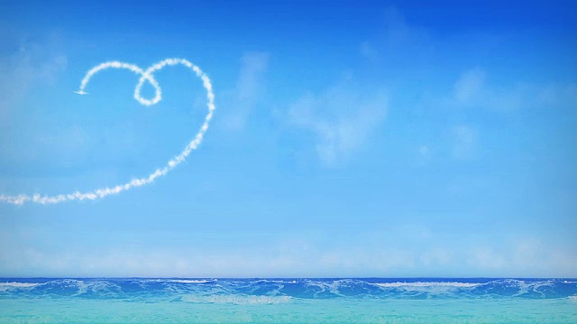 情人节，飞机用烟在空中形成心脏视频下载