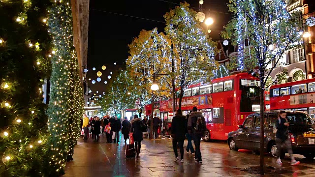 伦敦牛津街4K圣诞和购物视频下载