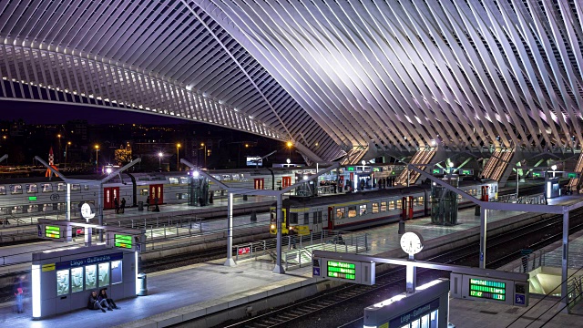 Liège-Guillemins火车站，比利时-时间流逝视频素材