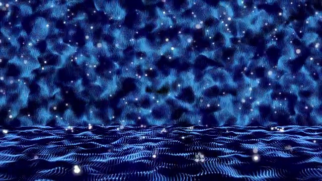 抽象粒子波运动，蓝色背景视频素材