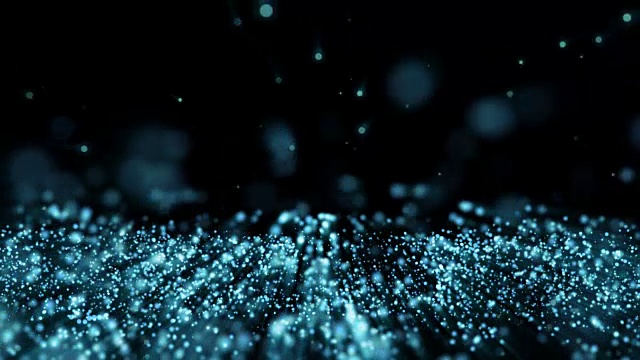 抽象粒子运动，蓝色背景视频素材