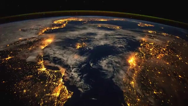 国际空间站的地中海和欧洲夜景:从上面看地球视频下载