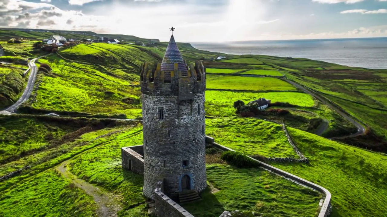 爱尔兰杜纳戈尔城堡的天线视频下载