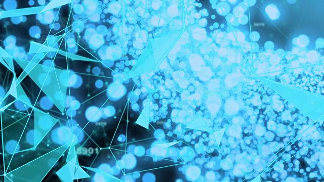 抽象粒子运动，蓝色背景视频素材