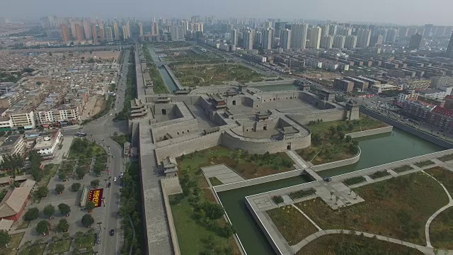 中国山西大同市城墙鸟瞰图视频素材