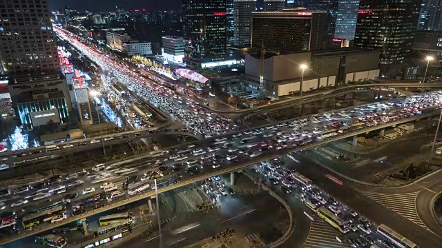 T/L HA鸟瞰图交通堵塞/北京，中国视频下载