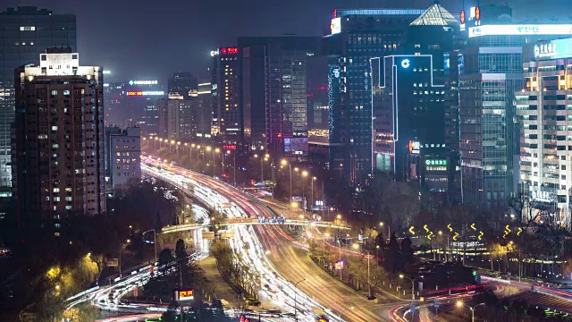 中国北京的T/L MS HA夜间交通视频下载