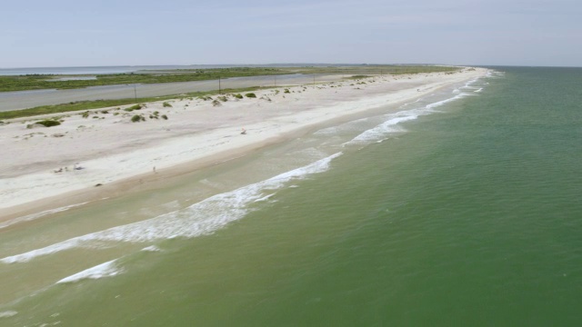美国北卡罗来纳州罗丹斯海滩的WS空中视角视频素材