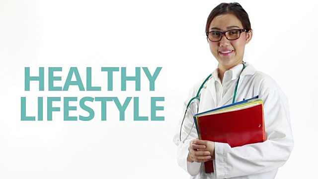 女医生以健康的生活方式字、医学理念视频下载
