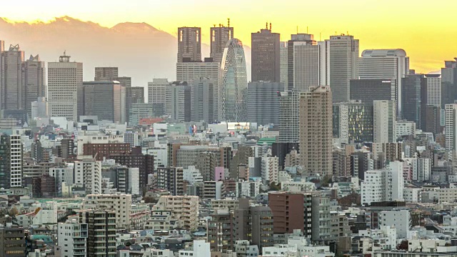 延时:新宿东京城市景观鸟瞰图视频素材