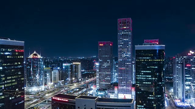 T/L HA ZO北京CBD地区的夜晚视频下载