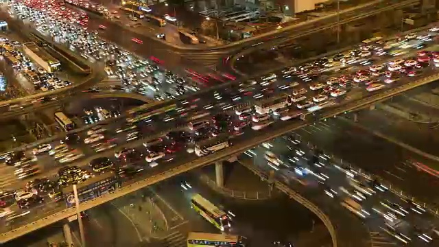 T/L MS HA PAN现代城市非常拥挤的交通/中国北京视频下载