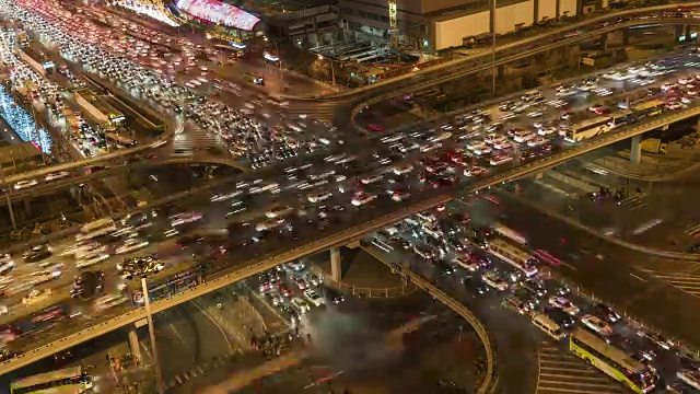 T/L MS HA鸟瞰图交通堵塞在高峰时刻/北京，中国视频下载