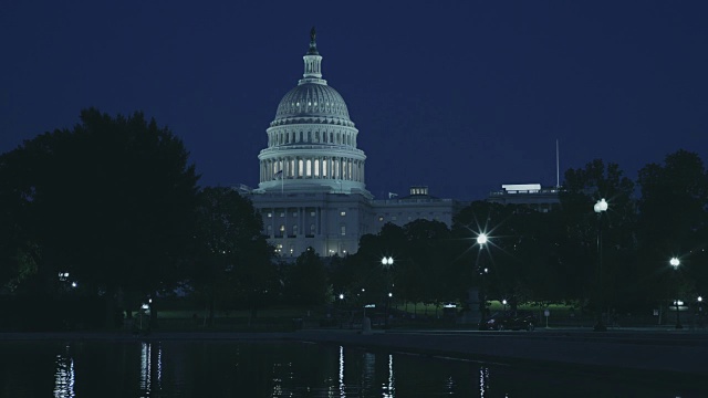 黄昏时分，美国华盛顿特区的国会大厦视频素材