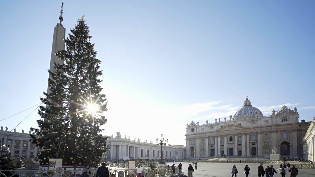 意大利罗马，梵蒂冈城圣彼得广场的圣诞节视频下载