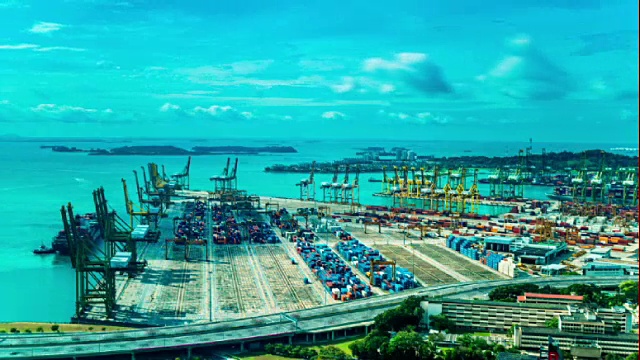 新加坡集装箱港口时间间隔4k视频下载
