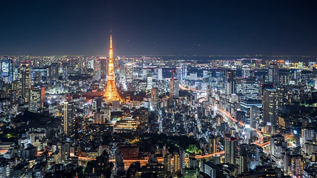 T/L WS HA Tokyo Skyline at Night /日本东京视频素材