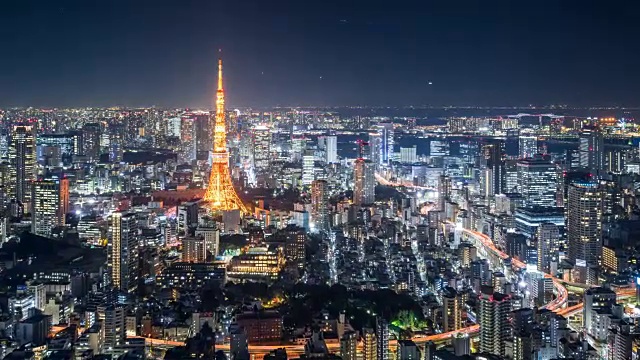 T/L WS HA ZI Tokyo Skyline at Night /日本东京视频素材